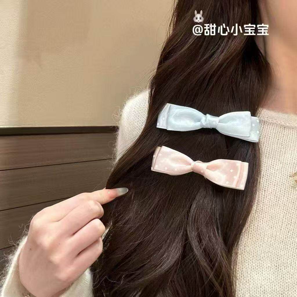 春夏波点蝴蝶结鸭嘴夹甜美少女心侧边浏海夹韩系ins风小清新发卡详情2