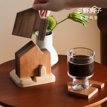 Sanno house cabin solid wood insulation mat log bowl tea coaster original creative dining table anti-scalding mat set combination