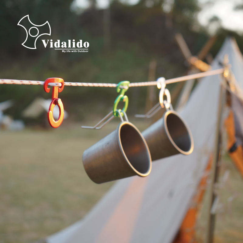 vidalido tent rope hook T type camping hook accessories hanging rope hook aluminum alloy multifunctional 5 packs