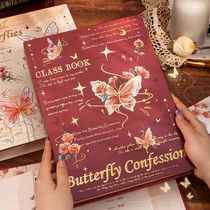 Classmate Record Primary School Sixth Grade Butterfly Bronzing Retro High-Quality 2024 New High-Looking Girls Graduation Growth Memorial Book Message Book Loose-Leaf Removable Exquisite Address Book Manual