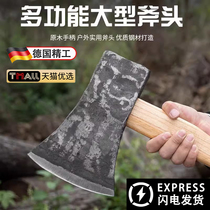 Hand-forged flower board ax outdoor mountain logging Northeast ax large board ax household wood splitting outdoor firewood cutting