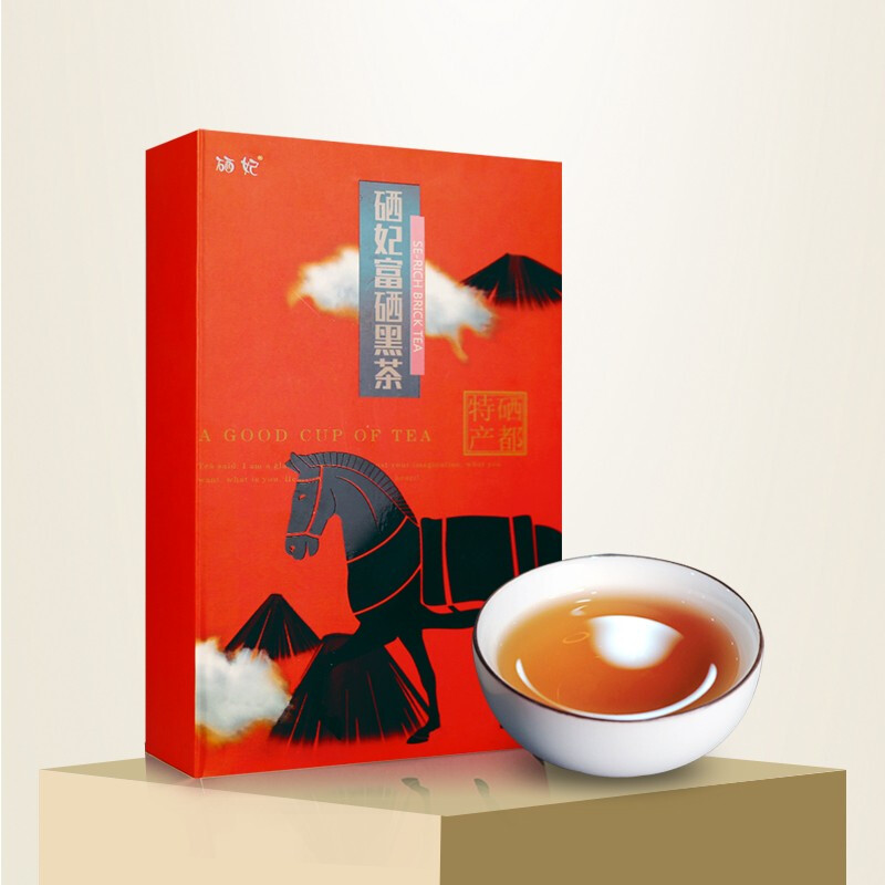 Enschi selenium black tea gold brick tea gift tip raw material gift box package large weight 960g