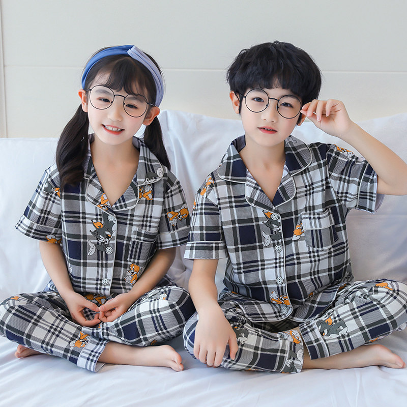 Boy and girl fat child sweatshirt spring and autumn trousers children summer cotton short sleeve baby brothers and sisters home suit