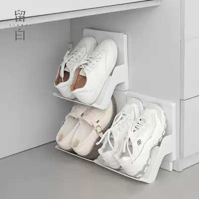 Left white overlay vertical shoe rack Japanese simple multi-layer shoe storage layer rack dormitory household space-saving plastic shoe holder