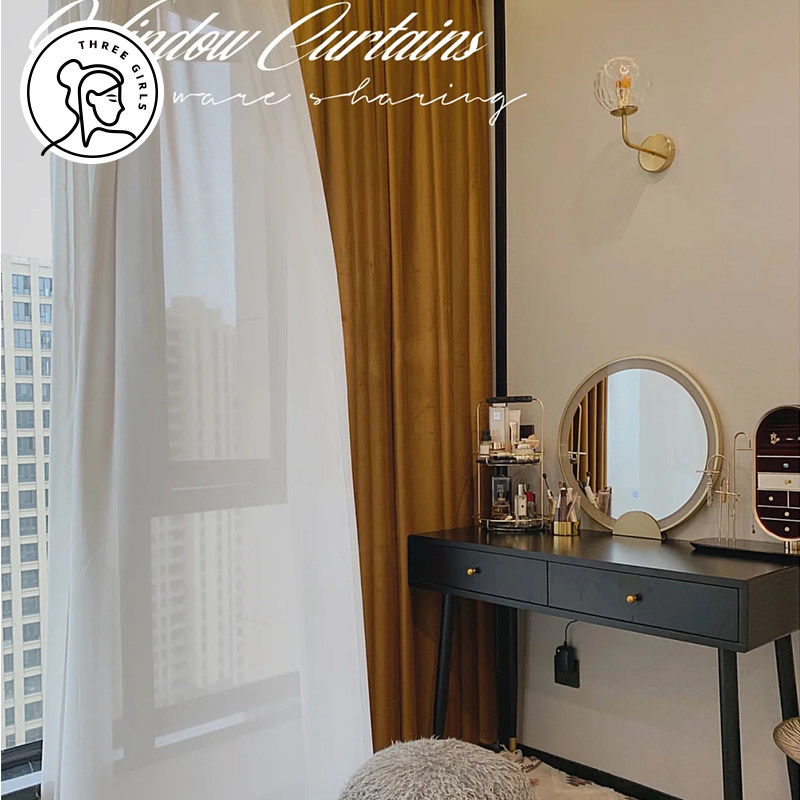 Three thousand gold Nordic curtains 2021 modern simple light luxury bedroom living room blackout soundproof flannel cloth 2020 finished products