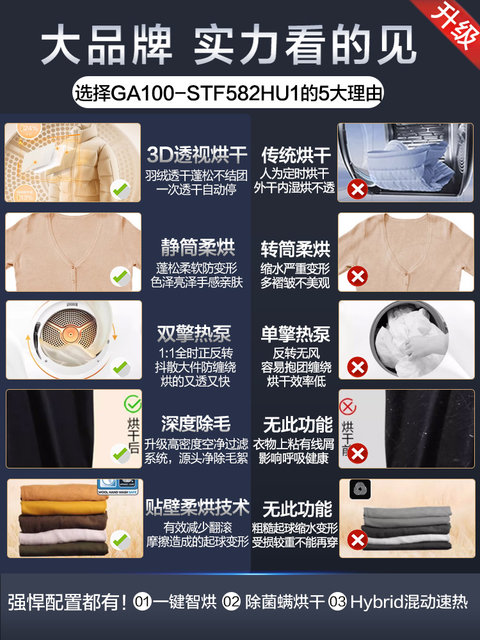 [Yunxi High-End Edition] Haier Ultra-Thin 3D Dual-Engine Heat Pump 10kg Household Fully Automatic Drum Dryer 582