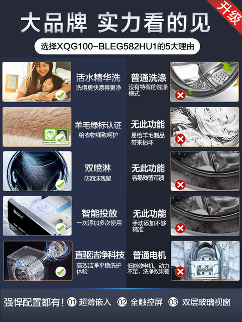 [Yunxi Elite Edition Pro] Haier Drum Washing Machine for Home Use, Fully Automatic, Large Capacity, Wash-And-Spin Integrated 582