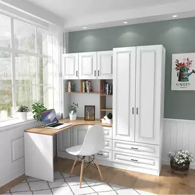 Small apartment children's one-piece desk bookcase bookshelf with corner combination cabinet wardrobe desktop computer desk customization