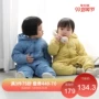 Papa xuân nam và nữ babyiesies bé áo khoác cotton mỏng phần leo trèo quần áo trùm đầu quần áo màu rắn ra 0-3 tuổi - Áo liền quần quần áo trẻ em hàn quốc