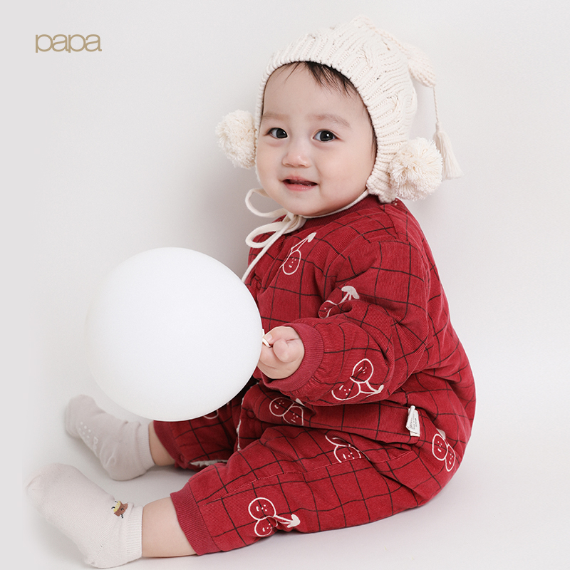 Papa autumn and winter men and women baby corduroy jumpsuit children's warm climbing clothes infant foreign style thickened jumpsuit