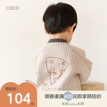 papa spring and autumn boys and girls coat baby texture autumn jacket baby Foreign print sports baseball shirt