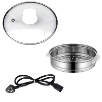 Electric cooking pot accessories Home Dormitory Students Cook Noodles Small Electric Pan Stainless Steel Steam Cage Glass Lid Power Cord