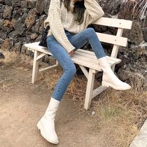 Pregnant women pants winter plus thick winter dress wear small foot jeans small bat trousers in autumn winter