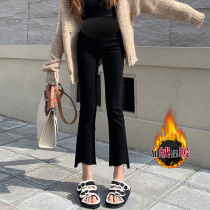 Pregnant women pants in autumn and winter wear warm and thicker plus jeans high waist belly pants