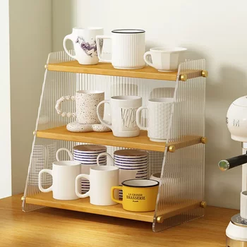 Cup holder household tea set cup storage rack tabletop tea cup coffee cup storage rack acrylic glass cabinet