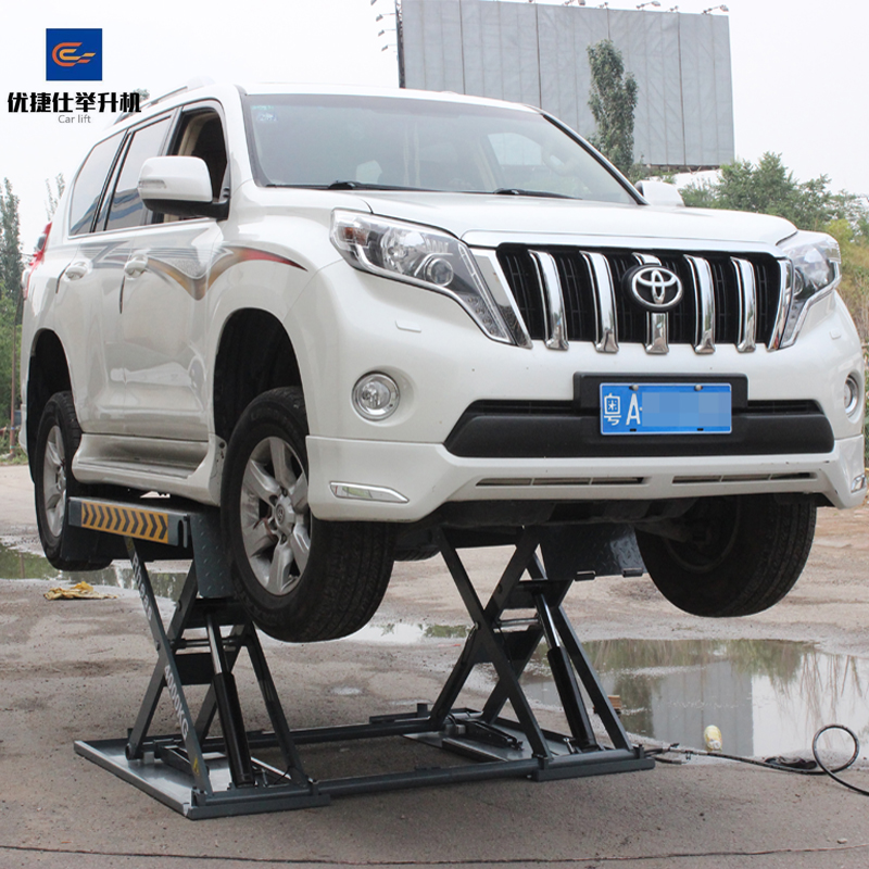 The new small scissors lift hydraulic 4 tons weightlifting machine car wash waterproof no digging groove mobile good installation and maintenance