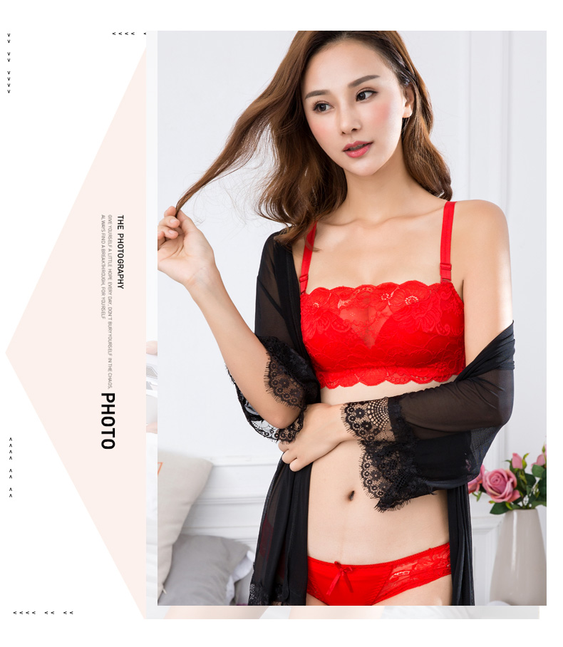 Áo ngực lớn màu đỏ đặt năm nay của năm ống hàng đầu áo ngực chống sáng áo ngực tụ tập không có vòng thép đồ lót là một con lợn - Áo ngực không dây quần áo lót đẹp