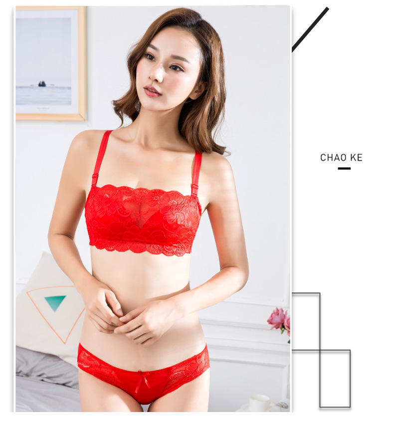 Áo ngực lớn màu đỏ đặt năm nay của năm ống hàng đầu áo ngực chống sáng áo ngực tụ tập không có vòng thép đồ lót là một con lợn - Áo ngực không dây quần áo lót đẹp