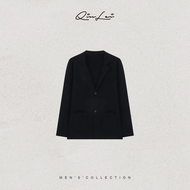 Mbnl-F Qin Lei Men's Clothing'Four-Flat Weave' Sheep Wool Custom Knit 16-Needle Solid Cardigan Ll-Wzks00199