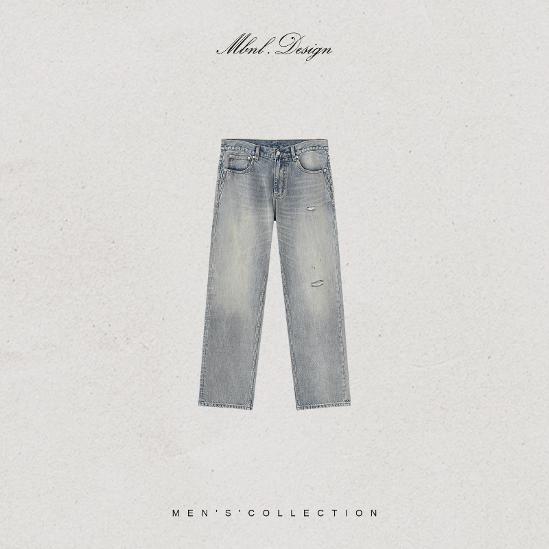Mbnl-F Qin Lei Men's Clothing「L.B.G」100% Cotton Gradient Hand-Edged Jeans Ll-Wkz2201