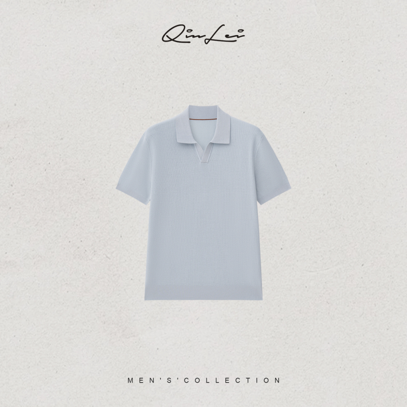 Mbnl-F/Qin Lei Men's Clothing「Double-Sided. Hollow-Out」Silk Cotton Custom-Spun Breathable Polo Shirt Ll-Wzpl10147