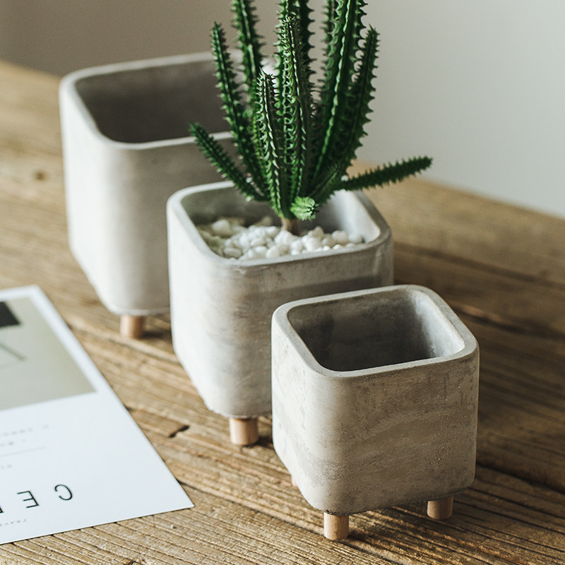 Stone head with depository indoor ground floor open type Vegetable Concrete Fairy column planting trough cement basin flower pot 10cm