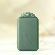Huzi Ge Jewelry Hetian Jade Pendant Pagoda Green First Class Extra Fine Material Yin Engraved Zhong Kui Brand Master Works