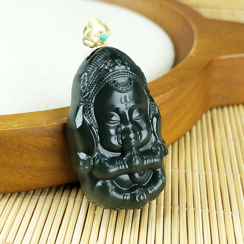 Beard Couch Jewelry and Tian Yu Penguin Tower Qingui Class Elephant 18 k gold - inlaid jade pack process