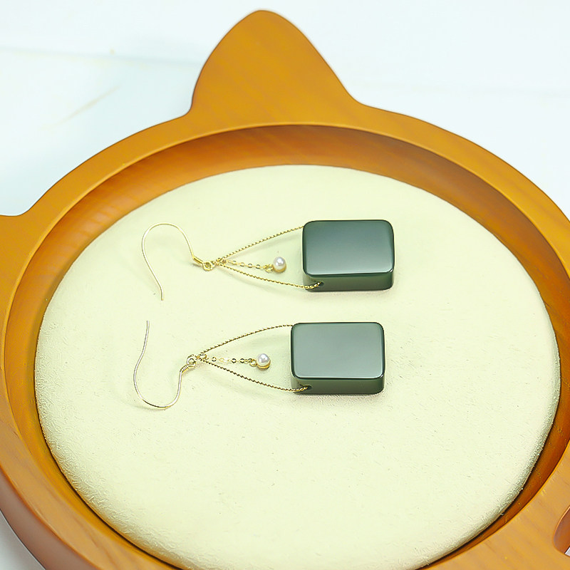 Huzi Ge Jewelry Hetian Jade Pagoda Sapphire First Class Extra Small No Matter Brand 18K Gold Earrings Pendant Original Design