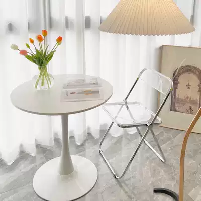 White Tulip round table painted Coffee Coffee coffee table ins Nordic leisure negotiation table balcony small table and chair