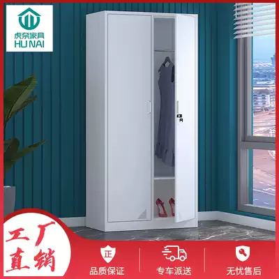 Steel two-door dressing cabinet Staff dormitory tin cabinet Gym dance room changing wardrobe with lock 2-door storage cabinet