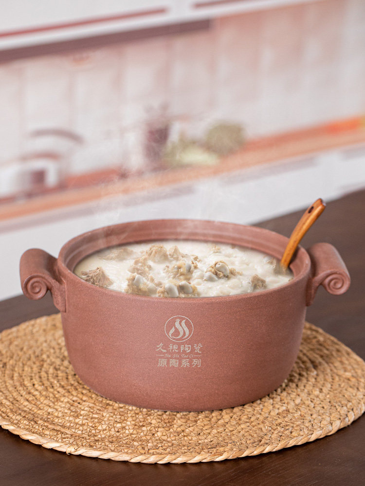 Clay unglazed old-fashioned soup casserole stew pot Household gas special high temperature resistant dry burning clay casserole large capacity