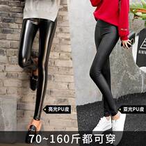 Leather pants for women 2023 new style autumn and winter tight thin new style PU leather pants for women high waist autumn and winter fleece pants