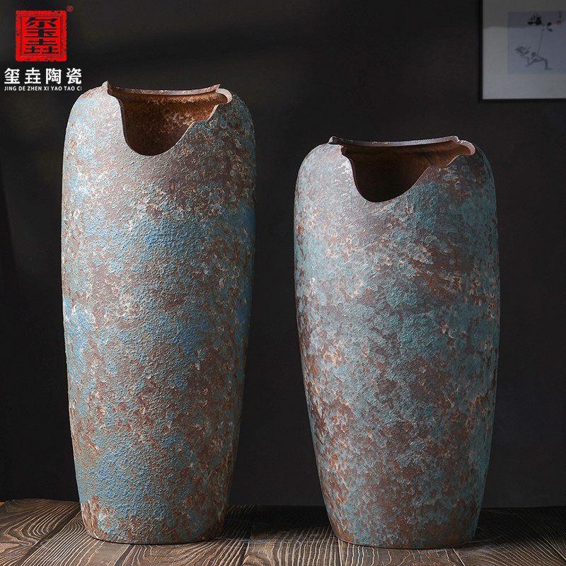 Multi Meat Flower Pot Gap Coarse Pottery Green Plant Large Number Home Ceramic Pottery Jar Cultivation Handmade Vase Large Caliber L Ground