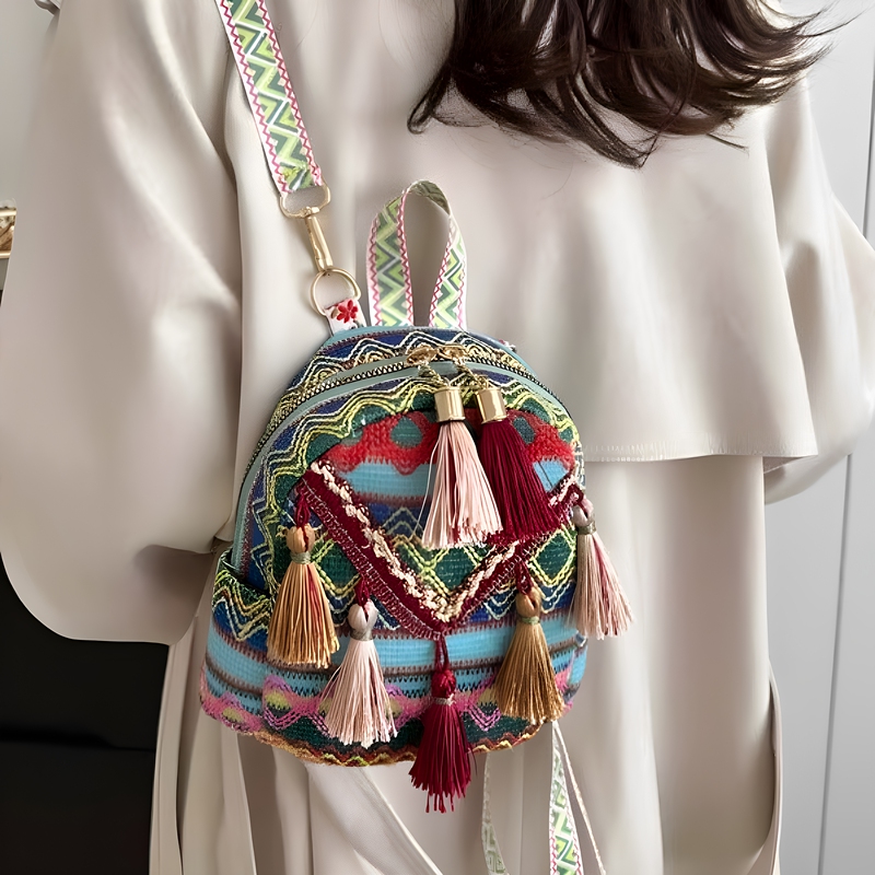 Xishuangbanna Ethnic Style Bag Dai Ethnic Crossbody Bag Xinjiang Travel Tassel Small Backpack Yunnan Specialty Souvenir Xishuangbanna Ethnic Style Bag Dai Ethnic Crossbody Bag Xinjiang Travel Tassel Small Backpack Yunnan Specialty Souvenir
