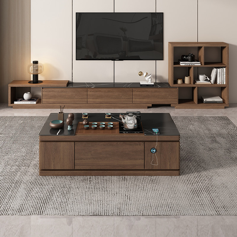 Slate Kung Fu Tea Table Tea Table Integrated Table Tea Table Lifting Home Living Room Office New Chinese Modern Solid Wood