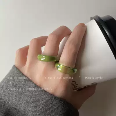 Two-piece set of resin ring female female hipster does not fade food finger ring fashion personality small net red joint ring