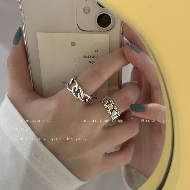 Retro do old strap open ring female cold wind adjustable diet finger ring niche design hip hop personality ring