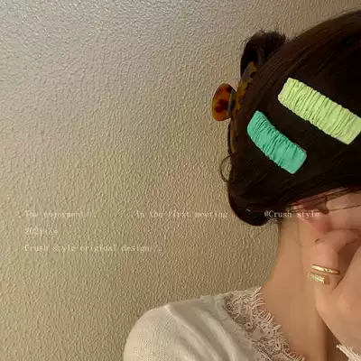 Candy color fabric wrinkled hairclip female back head broken hair hairclip temperament girl bangs side clip hair accessories