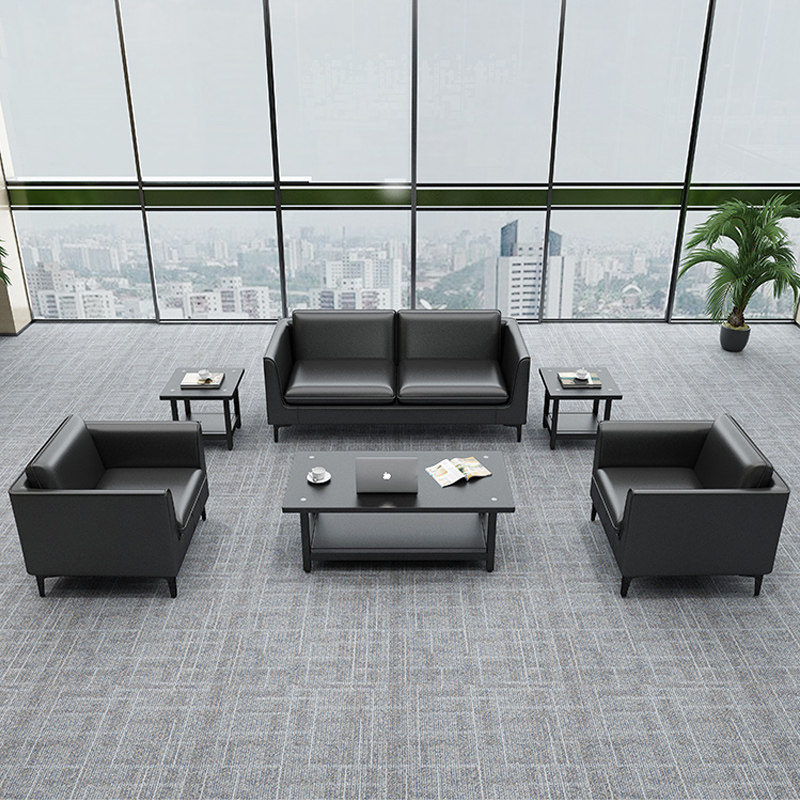 Office Sofa Genuine Leather Brief Modern Business Guest Trio RECEPTION ROOM SIMPLE SOFA TEA TABLE COMPOSITION SUIT