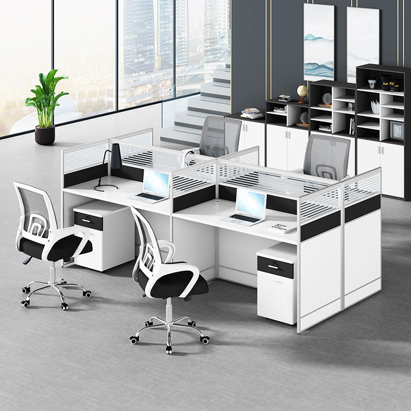 Office furniture combination screen card seat simple modern tables and chairs 2 4 6 people work place computer clerk desk 8