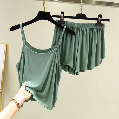 Летняя пижама, комплект, шорты, жилет, эффект подтяжки, оверсайз