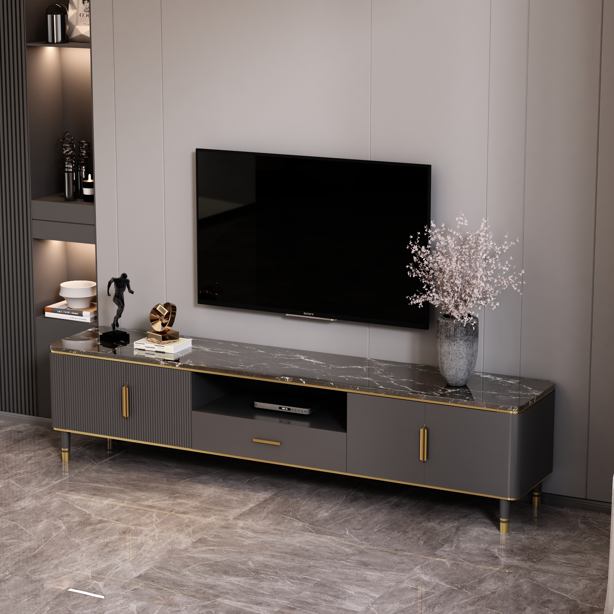 Modern light and luxurious TV cabinet minimalist Home Extravagant Ground Cabinet Nordic Small Family of Decorative Drawers Superior