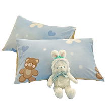 Cartoon pure cotton pillowcases pair of cotton childrens single pillowcases 48x74 summer dormitory pillow core sleeves 2