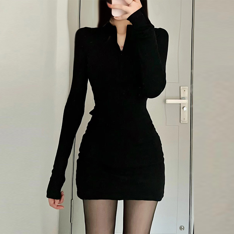 Hot Brother-in-law Dress Skirt Woman Wrap Hip Tight Knit Short Dresses Small Moms Suit Autumn Winter Plus Suede 2023 New Nehitch-Taobao