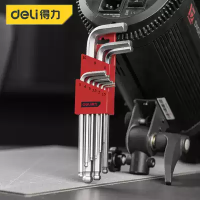 Deli hexagonal wrench set 9-piece S2 material ball head hexagonal wrench set hexagonal screwdriver