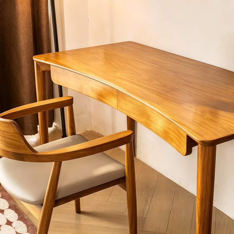 Myanmar Wawei Teak Wood Desk, Light Luxury Curved Design, Home Study Desk, North American Black Walnut All-Solid Wood Computer Desk Myanmar Wawei Teak Wood Desk, Light Luxury Curved Design, Home Study Desk, North American Black Walnut All-Solid Wood Computer Desk