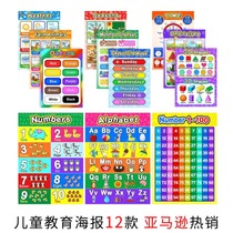 Europe and the United States hot-selling childrens early education wall-hanging poster waterproof UV paper English alphabet education kindergarten room hanging painting