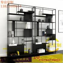  Stainless steel partition shelf Nordic decoration living room office creative hollow simple floor bookshelf screen