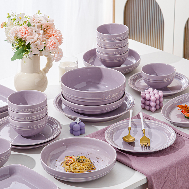 2026 New Model High-Value Underglaze Color Ceremonial Purple Tableware Set Bowls and Plates Set for Home Use Bowls and Chopsticks 2026 New Model High-Value Underglaze Color Ceremonial Purple Tableware Set Bowls and Plates Set for Home Use Bowls and Chopsticks